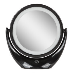 Miroir de maquillage éclairé LED 4200ºK  Ø14,2Cm Rechargeable-Ajustable Noir 30.000H [SUN-ESLED-01-B]