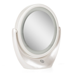 Miroir de maquillage éclairé LED 4200ºK  Ø14,2Cm Rechargeable-Ajustable Blanc30.000H [SUN-ESLED-01-W]